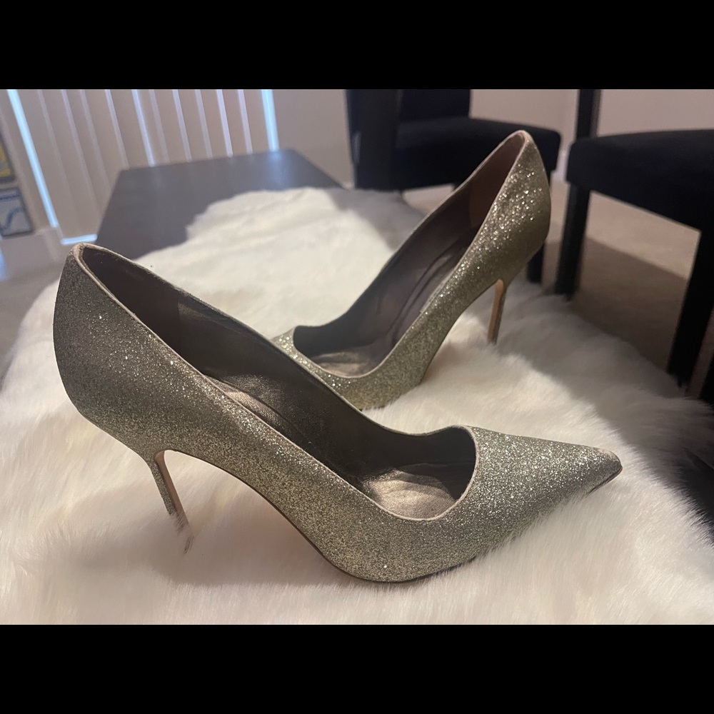 Manolo Blahnik Glitter Accent Pumps